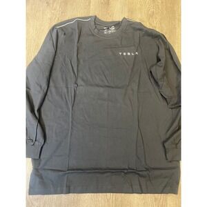 Tesla Mens Long Sleeve T-Shirt Black Cotton Logo Graphic Tee 5827R LG New